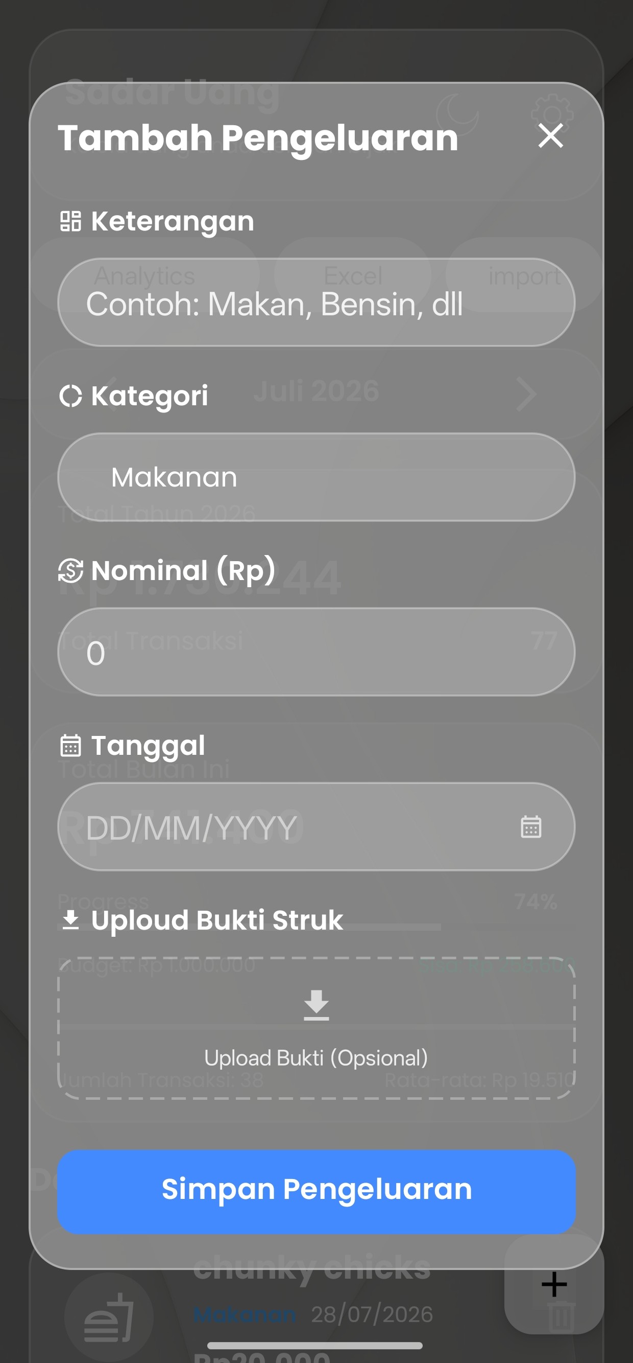 Sadar Uang - Tambah Pengeluaran
